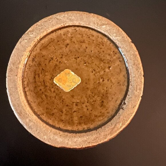 Vtg Otagiri Mercantile Company OMC Japan Handcrafted Incised Glazed Pottery Vase - Picture 14 of 15